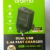 Oraimo 2.4A Android USB Fast Charger with Dual USB Port [Anifast] - Image 3